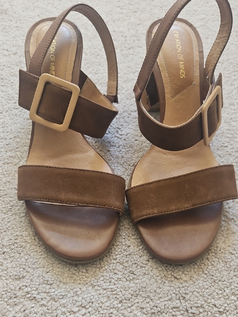 Brown Suede Buckle Strap Sandals